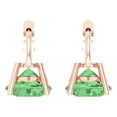 thumbnail image 4 of 3 ct Lever-Back Drop Dangle Earrings for Women | 7.5mm Round Cut Simulated Green Diamond | 18K Rose Gold, 4 of 5