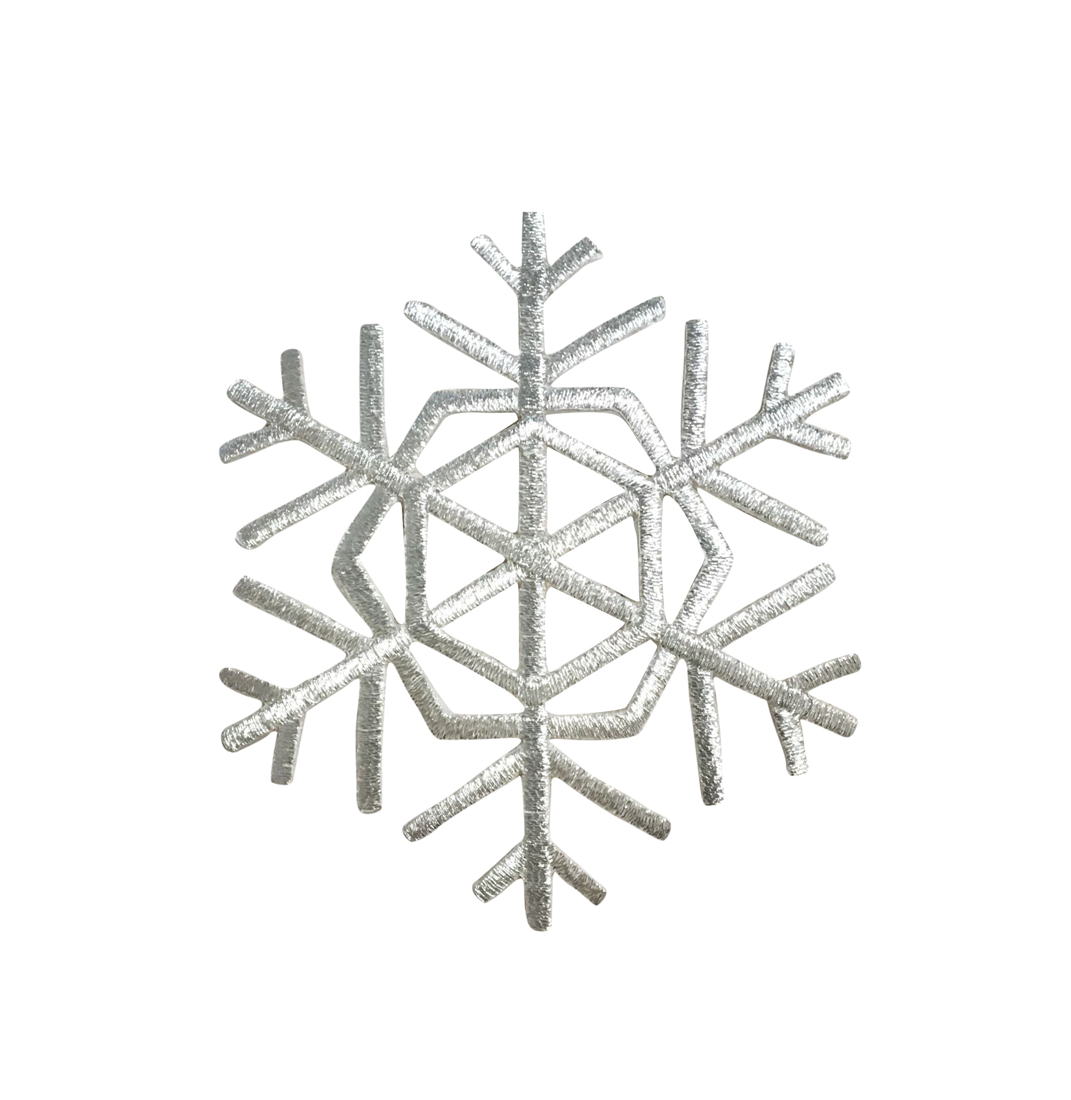 Large - Silver Snowflake - Iron on Applique/Embroidered Patch ...