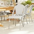 thumbnail image 2 of Martha Stewart Indoor-Outdoor Stackable Bistro Chair with Gray Woodgrain Aluminum Finish Frame and White/Gray Woven Rattan Back and Seat, 2 of 12