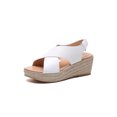 thumbnail image 1 of Woobling Lady Shoes Open Toe Sandals Wedge&platform Breatehable Ladies Soft Hook&loop White 5, 1 of 4