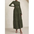 thumbnail image 3 of Vestido PRETTYGARDEN Maxi de Manga Larga Verde Militar Talle M, 3 of 5