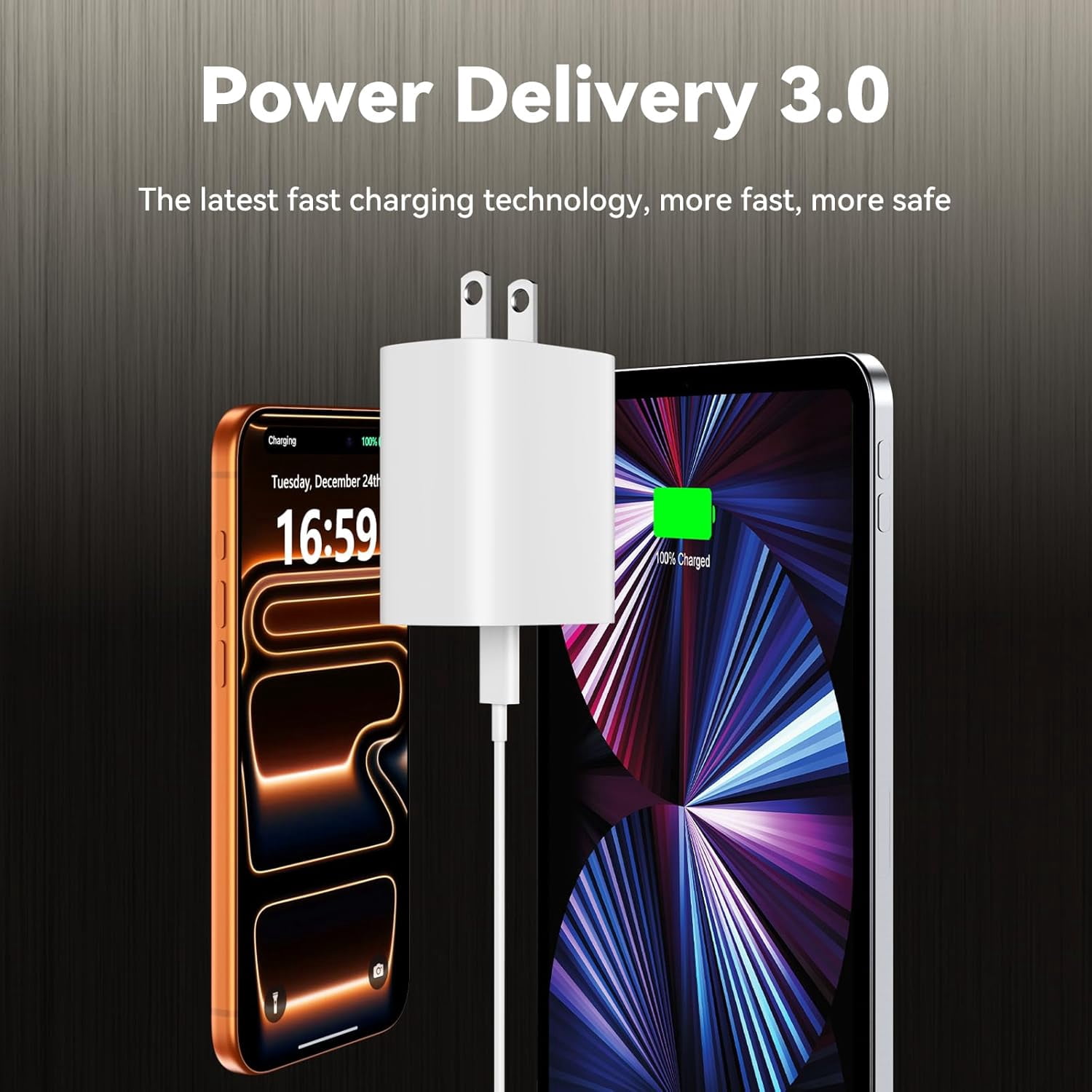 i.Phone 15 16 Pro Max Charger, 8 FT Long Cord USB C to C Fast Charging Cable with PD 20W Fast Charger Block for i.Phone 16/16 pro/16 plus/16 pro max/15/15 Pro max/ 15 pro/15 Plus, Pad Pro/air, White