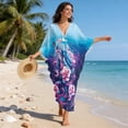 thumbnail image 5 of Xixirimido Sea Turtle Floral Butterfly Print Kaftan Dress for Women, Plus Size Hawaiian Batwing Sleeve Beach Cover Up V-Neck Summer Swimsuit Dresses, 5 of 7