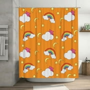 DouZhe Rainbows Moons Stars Cats Pattern Shower Curtain, Waterproof Bath Curtains for Bathroom Decorations, 72 x 72 inches