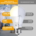 thumbnail image 3 of Bombillas GOZIG, 16 unidades, LED A19, 14 W, 1500 LM, 3000 K, regulables, 3 of 7