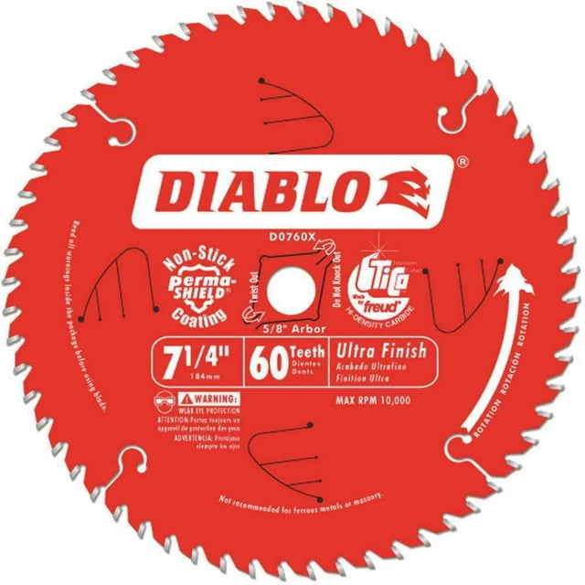 Hoja de sierra circular Diablo Ultra Finish, 60 dientes, 184 mm