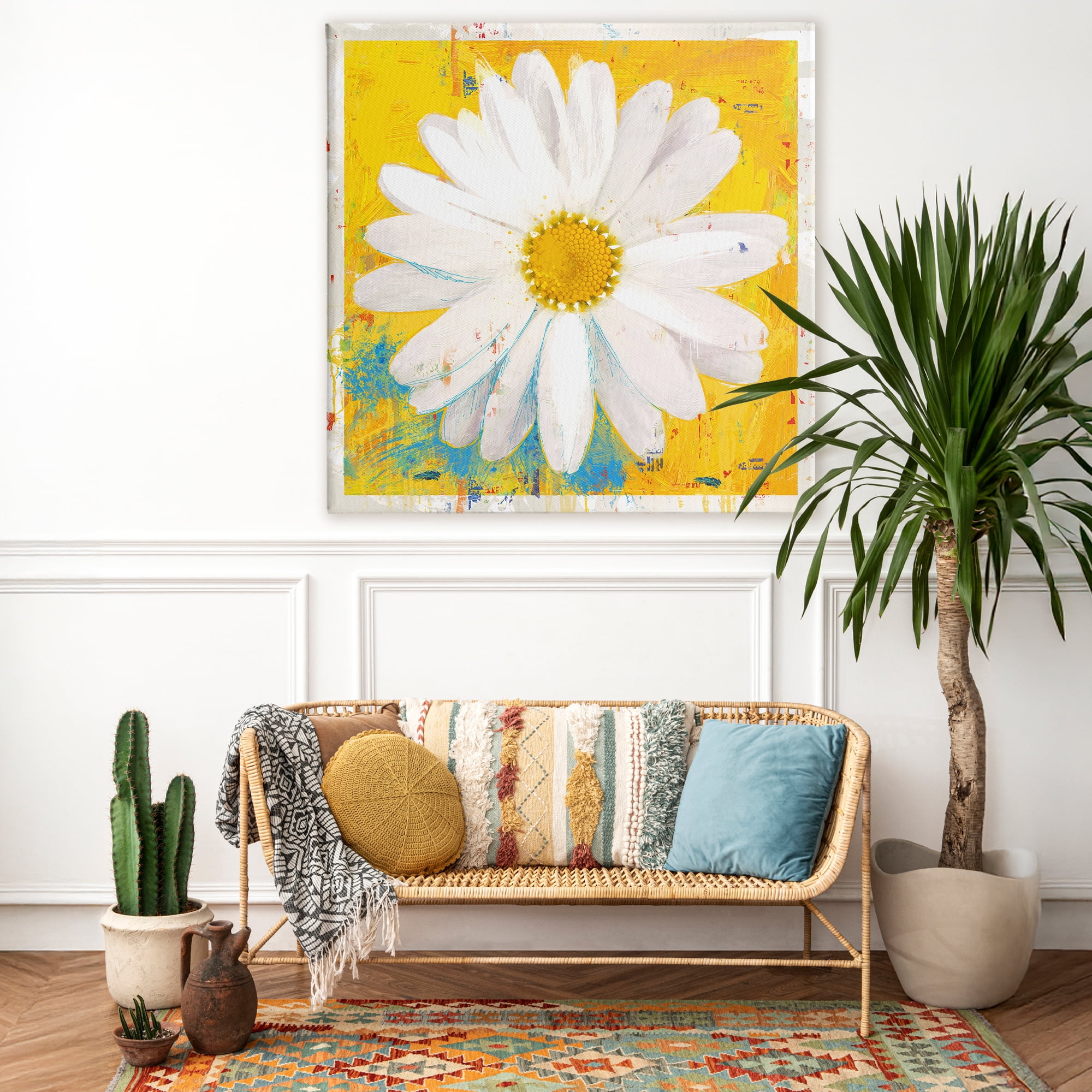 Stupell Industries Violet's Daisy on Yellow Canvas Wall Art, design by Porter Hastings