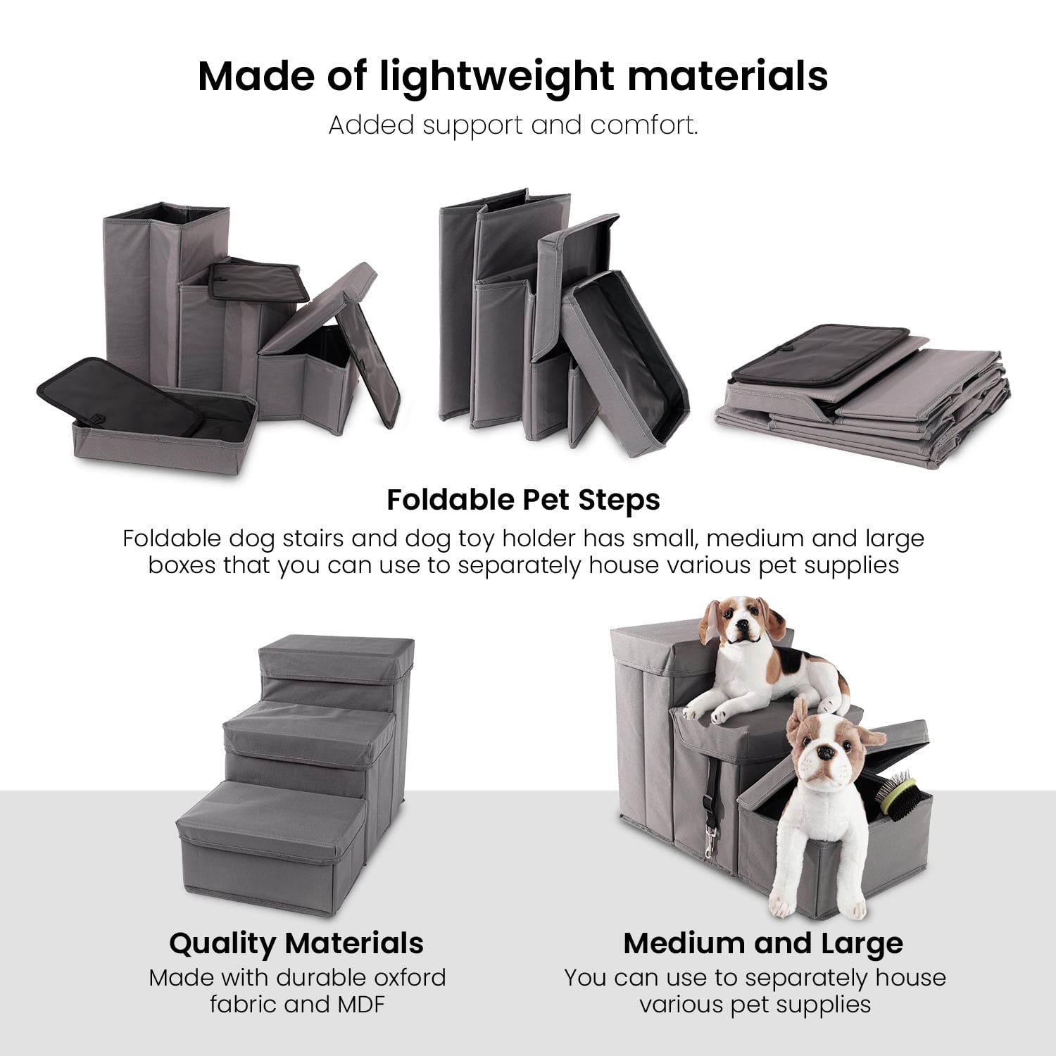 Precious Tails 3-Step Storage Foldable Dog Cat Pet Steps