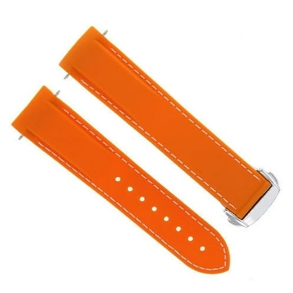 22MM RUBBER WATCH BAND STRAP CLASP FOR OMEGA SEAMASTER PLANET OCEAN ORANGE WS