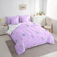 thumbnail image 3 of Feelyou Dreamy Ballet Princess Bedding Comforter Set 7 Pieces, Cute Cartoon Stars Flower Full Bedding Set, Teens Girls Women Reversible Fitted Sheet Flat Sheet, Lightweight Room Decor, 3 of 8