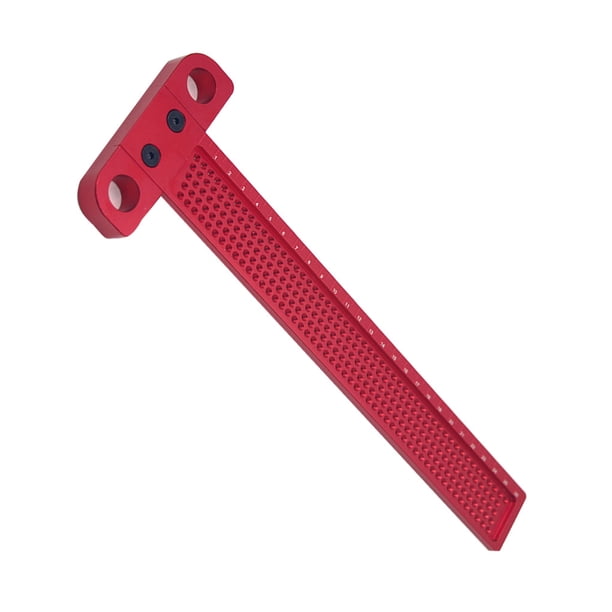 Riwesomey Dispositivo de regla de trazado para carpintería, accesorios de marcado profesional, accesorio de medición de indicador de marca de Herramientas y ferretería Rojo