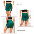 thumbnail image 4 of Falda de cintura alta para mujer, falda ajustada lateral elástica fruncida de Color puro para citas, fiesta y Club, 4 of 8
