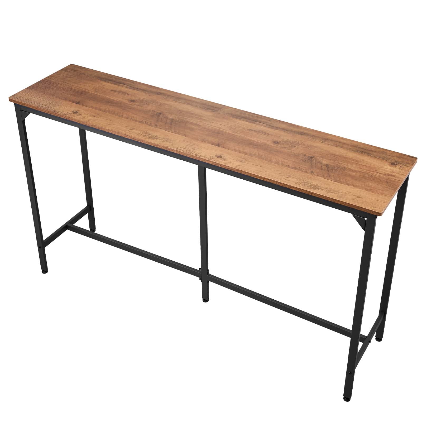 VEVOR Bar Table, 1PCS 63″ Kitchen Bar Table, Tall Dining Tables with Rounded Edge, Rectangular High Top Kitchen Tables for Balcony, Living Room, Light Brown, Black, Extended Horizontal Design