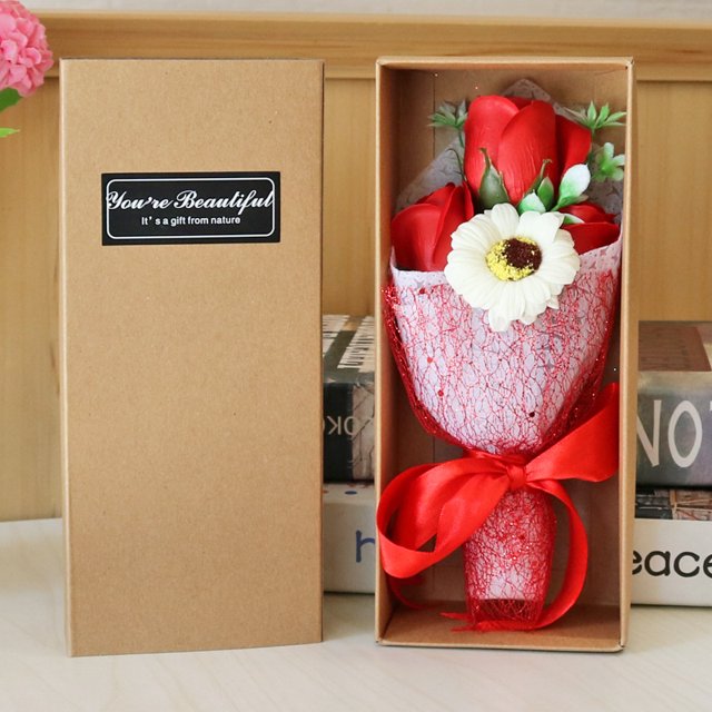 Ramo de rosas de simulación romántico con forma de libro rojo pequeño, regalo para novia, regalo de San Valentín
