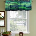 thumbnail image 3 of Turquoise Ombre Curtain Valances for Windows, Kitchen Valance Window Treatments Panel 2 Pack, Teal Aurora Iceland Scenery Rod Pocket Short Curtains for Bathroom Bedroom 54 x 18 Inch, 3 of 8