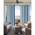 thumbnail image 4 of Blue Stripe Blackout Curtains, Light Blocking Print Window Curtains, Ombre Geometric Farmhouse Vertical Striped Thermal Insulated Window Drapes for Living Room Kitchen Cafe 2 Panels, 55"W x 39"L, 4 of 9