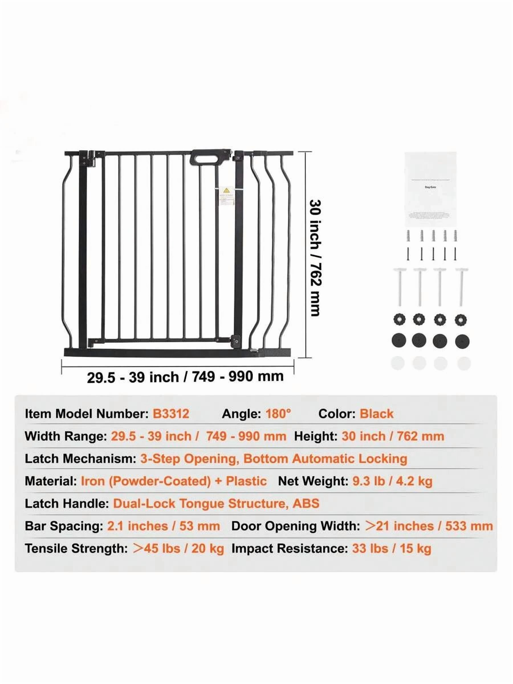Pet Safety Gate, 29.5" - 51" Wide, 29.5" - 46.4" Wide, 29.5" - 37" Wide, 30" High, Dog Gate For Stairs And Houses, -In Automatic Closing Pet Safety Gate For Children With Pressure Mounting