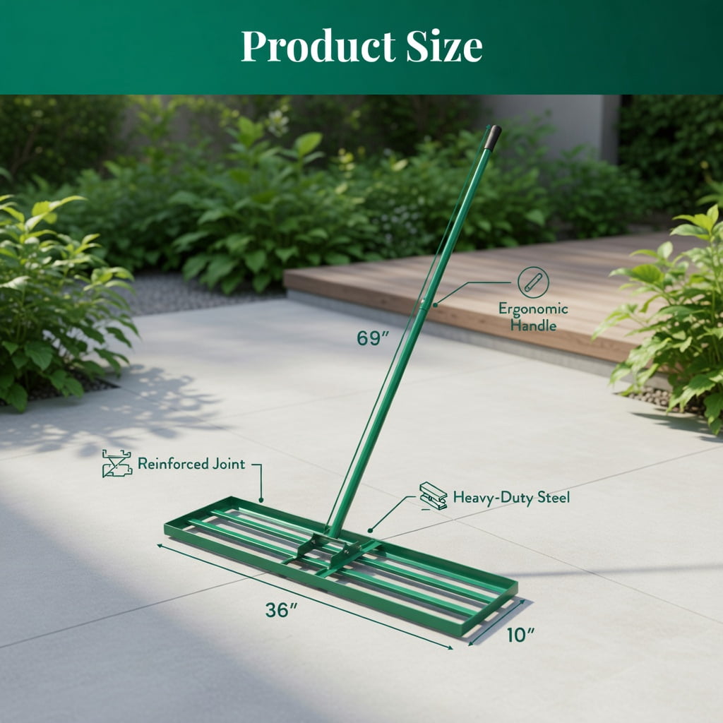 Topcobe 36 x 10 Inch Lawn Leveling Rake with Ergonomic Handle, Lawn Roller Tow Behind, Yard Roller