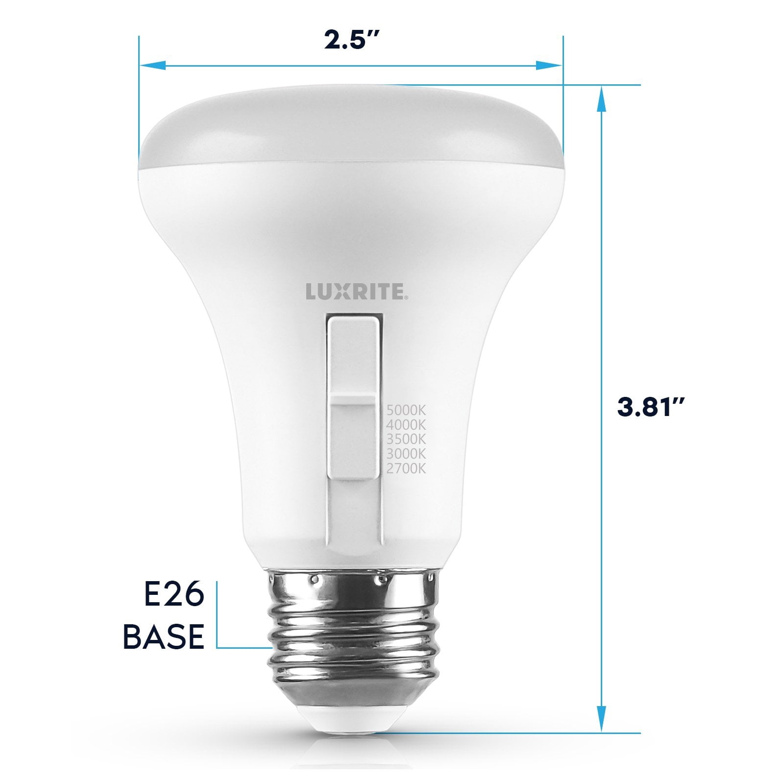 Luxrite BR20 LED Light Bulb 7W=78W 5CCT Dimmable 550 Lumens LED Flood Light Bulb UL Listed E26 Medium Base 12-Pack