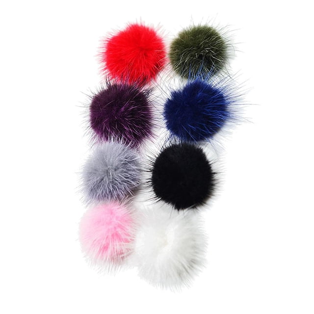 8 Piezas Mezcladas Hechas Mm De Piel Sintética Pompones Manualidades Para Banda Para El Cabello Pinzas Para El Cabello Acce perfecl Pompón de piel sintética