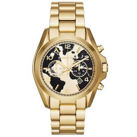 Michael Kors Women's Oversized Bradshaw Gold-Tone World Map Face Watch MK6272
