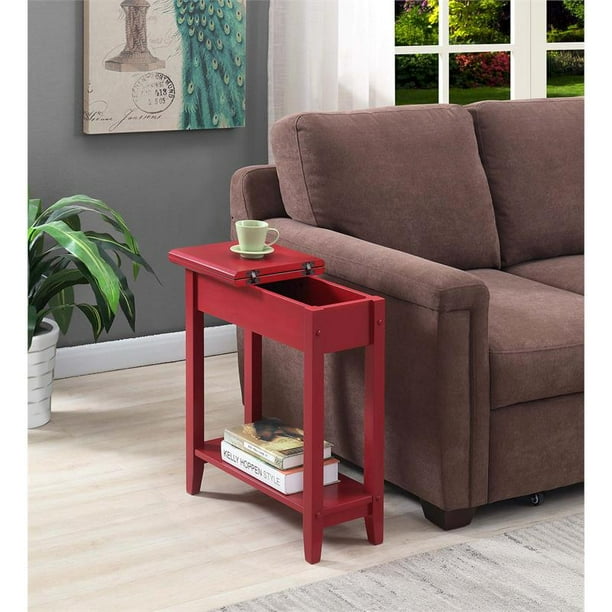 Convenience Concepts American Heritage Flip Top End Table in Red Wood Finish