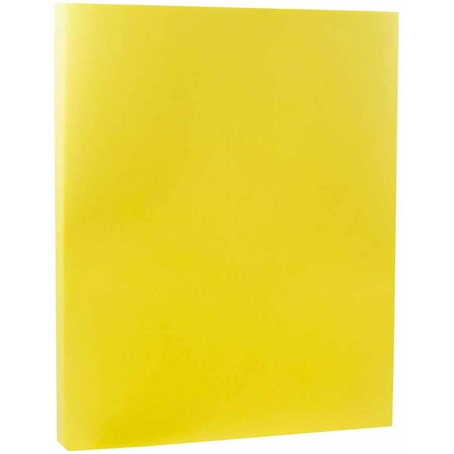 JAM Paper Translucent Vellum Cardstock, 8.5" x 11", 43lb Primary Yellow