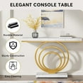 thumbnail image 4 of Tribesigns 41 Inch White Console Table with Gold Ring Base, Modern Entryway Sofa Table Narrow Long, Geometric Contemporary Accent Table for Living Room, Entryway, Hallway, Entrance, Faux Marble White, 4 of 8