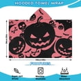 thumbnail image 2 of Halloween Pink Spooky Pumpkins and Bats Hooded Bath Towel，60"x35" for Ages 3 To 12 Kids, Quick Dry Lightweight Soft Microfiber Hood Beach Towel Cover Up for Kids, 2 of 7