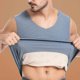 thumbnail image 1 of Camiseta sin mangas con cuello en V para hombre, color liso, sin costuras, con parche interior ajustable para temperatura cálida, blusa de poliéster para hombre., 1 of 7