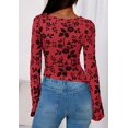 thumbnail image 4 of Blusa PRETTYGARDEN para Mujer Manga Larga Floral en Malla Roja, 4 of 8