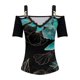 thumbnail image 3 of Gibobby Camiseta de Manga Corta con Cuello en V Mujer verano Casual Sexy cuello en V encaje flor estampado anillo hebilla tirantes manga corta camiseta(Verde,XL), 3 of 4