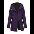 thumbnail image 3 of Chaquetas Softshell Impermeables para Mujer, Abrigos Cálidos con Forro y Capucha, Chaqueta Impermeable Larga. Oscuro XL, 3 of 8