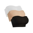thumbnail image 2 of Spencer 3Pack Women's Wireless Strapless Bra Seamless Padded Bandeau Bra Non-Slip Tube Top Lift Push Up Convertible Bralette, Size S-XXL, 2 of 13