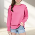 thumbnail image 2 of Taqqpue Girls Crewneck Sweatshirt Casual Solid Color Long Sleeve Pullover Tops Drop Shoulder Sweatshirts for Kids 6-15 Years, 2 of 9