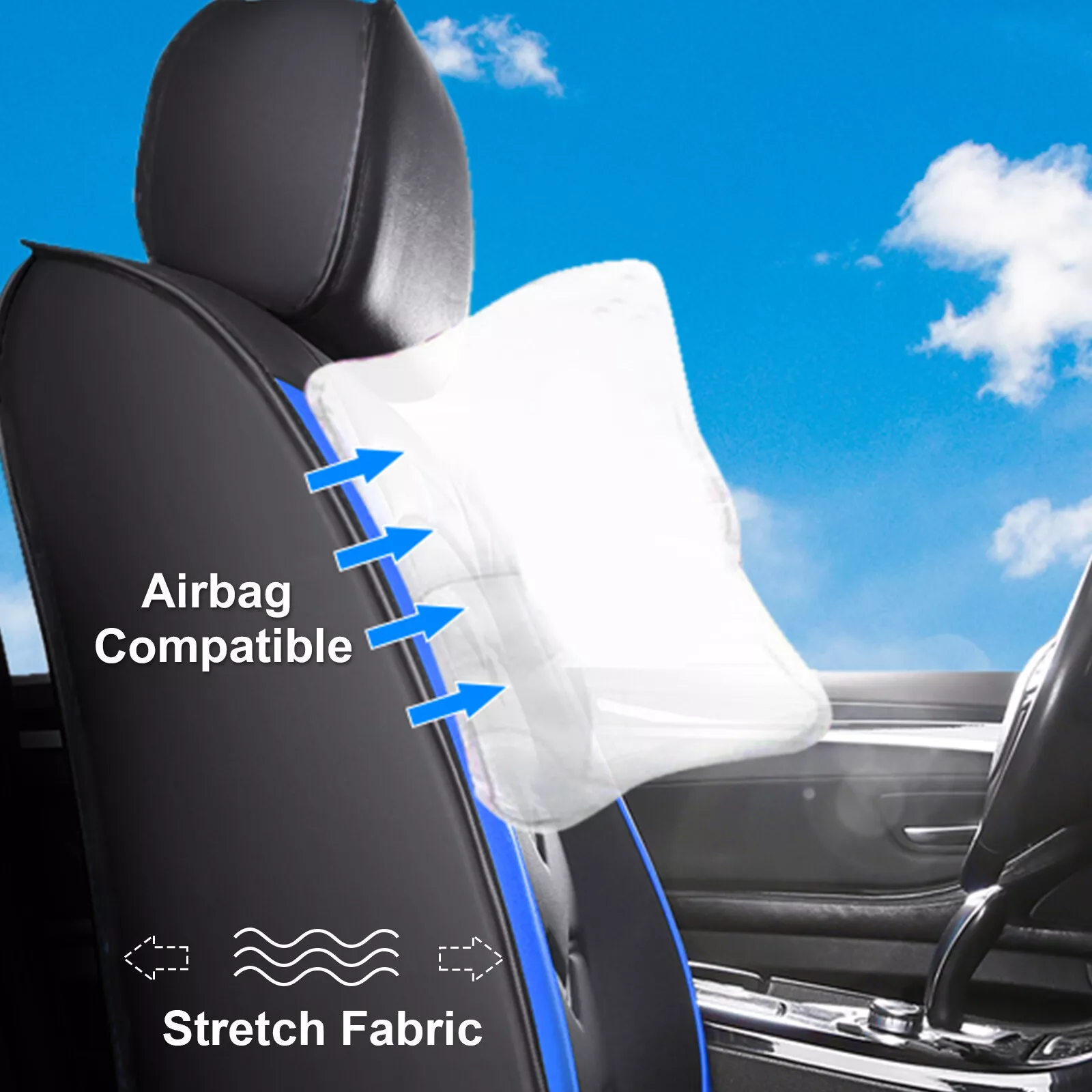 WILLJOY Car Seat Covers for Toyota Camry 2000-2024, Waterproof Artificial Leather Cushion Seat Protector for Matrix Prius Black Blue