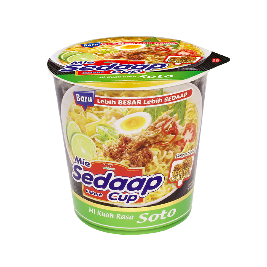 Mi Sedaap - Instant Soup Cup Noodle Soto Flavored 75 g (2.53 oz) per Pack – Pack of 12