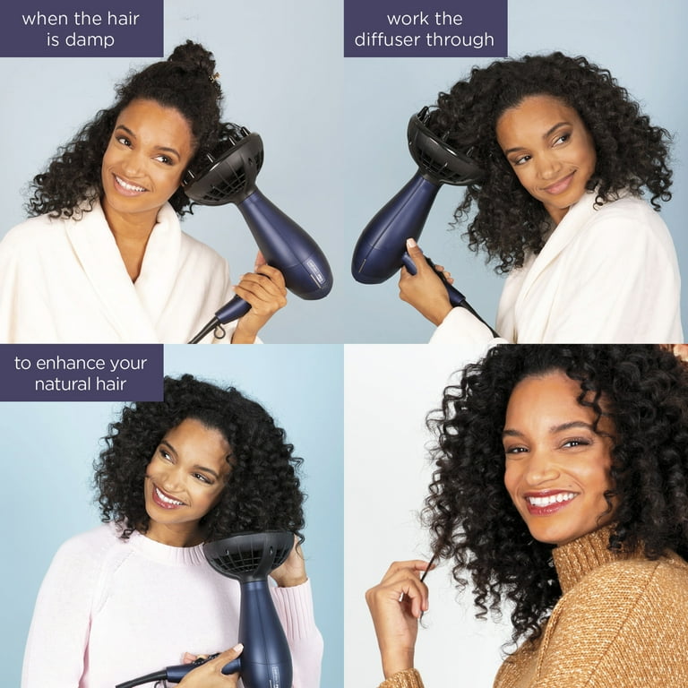 InfinitiPro Conair 1875W Pro Hair Dryer with Cool Air Diffuser for Curly Hair Hot Cold Settings Dark Blue Walmart