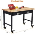 thumbnail image 4 of Bingirl 48x24 Inch Heavy Duty Adjustable Workbench with Rubberwood Top - 2000LB Capacity Mobile Garage Workstation with Drawers, 4 of 6