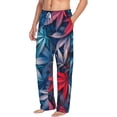 thumbnail image 2 of Uemuo Red And Blue Leaves Pattern Men's Wide Leg Palazzo Lounge Pants with Pockets Light Weight Loose Comfy Casual Pajama Pants-XX-Large, 2 of 9