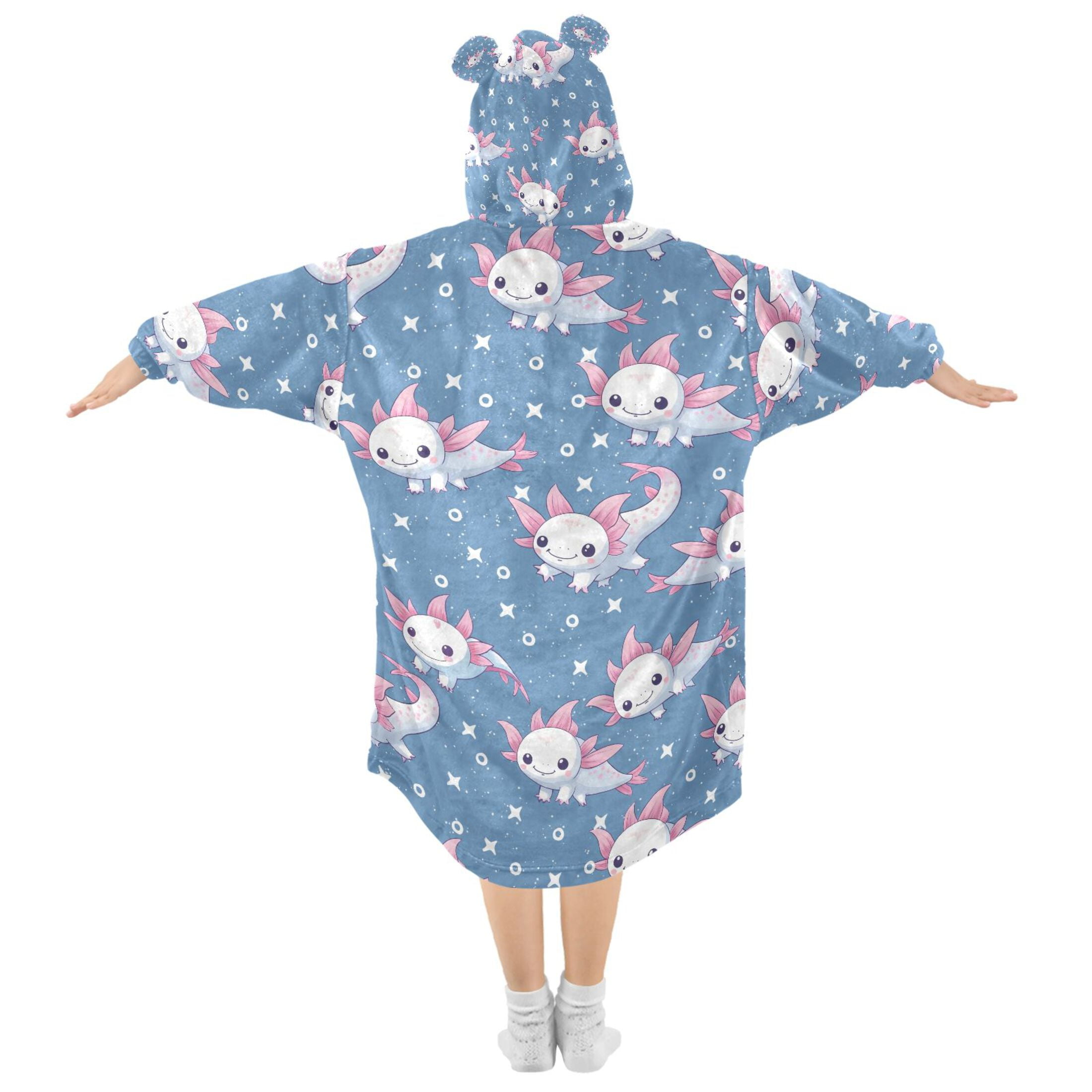 joogoo Wearable Blanket Cute Axolotl Hoodie for Oversized Sherpa Hooded 3-14 YR M