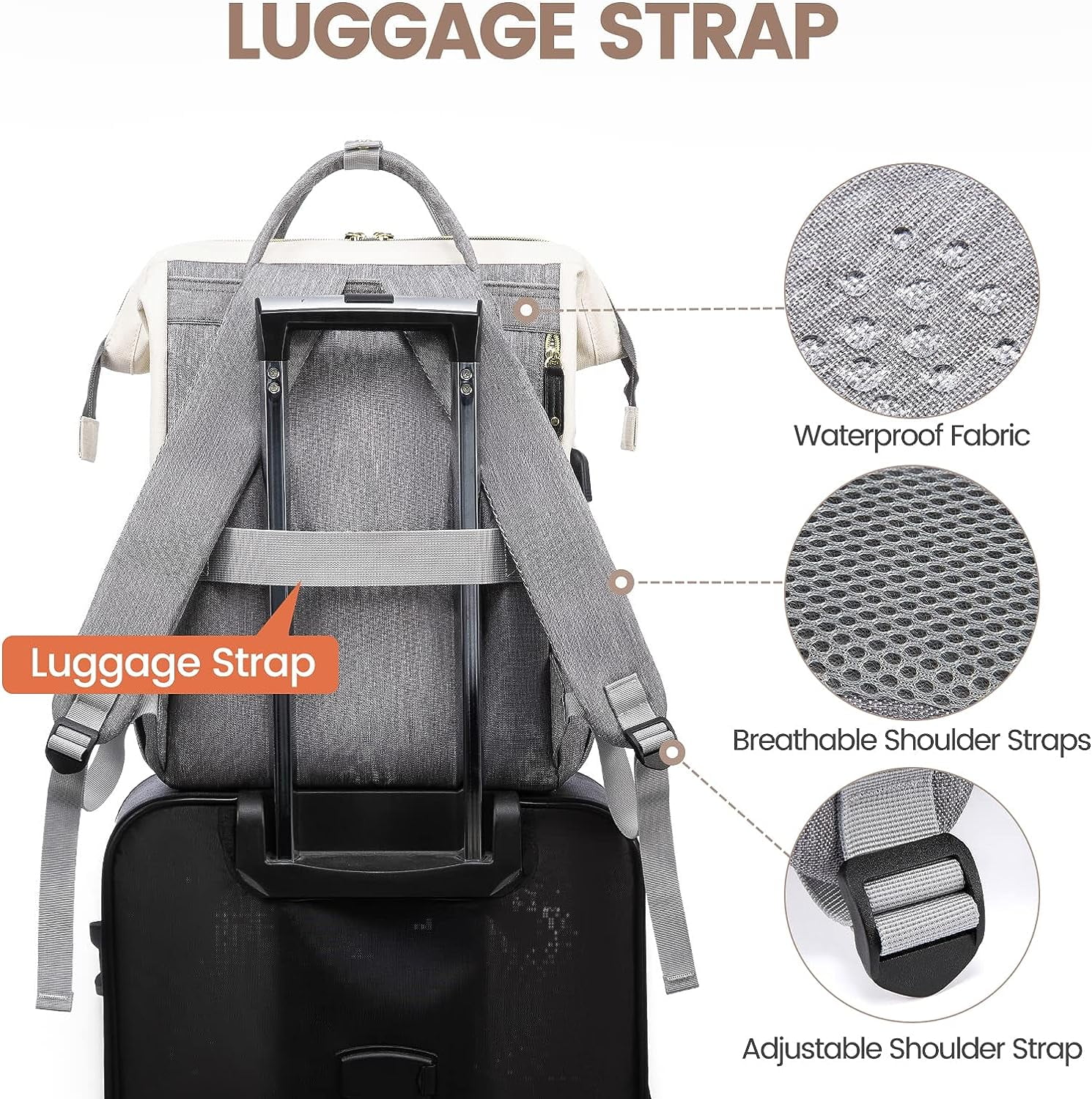 Lovevook Laptop Backpack, 15.6" Women Work Backpack Purses with USB Port, Waterproof Casual Daypack Travel Backpack, Large Fashion Teacher Nurse College Bookbag