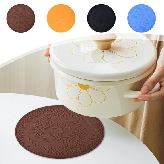 Silicone Heat Resistant Trivet Mat Square 8x8 inch Kitchen Hot Pad Geometric Pattern Non-Slip Waterproof Pot Holder Heat Insulation Placemat for Hot Pots Pans Dishes Single Pack