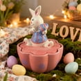 thumbnail image 4 of Huanglei Ceramic Rabbit Cookie Jar Animal Figurine Candy Storage Container Decorative Desktop Ornament, 4 of 5
