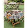 thumbnail image 3 of Outdoor Tablecloth with Umbrella Hole and Zipper, Thanksgiving Turkey Round Table Cloth 60 Inch Waterproof Tablecloth, Fall Pumpkins Autumn Leaves Vintage Picnic Table Cover for Patio Camping, 3 of 7