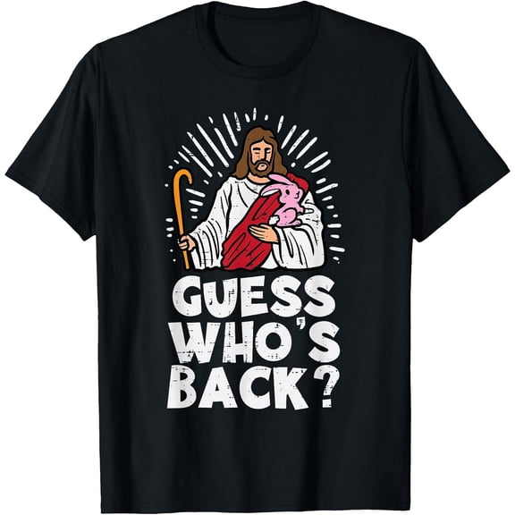 Guess Whos Back Jesus Easter Funny Religious Boys Girls T-Shirt, T-Shirt for Kids Youth, 180gsm, 100% Cotton