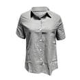 thumbnail image 6 of Women Casual V Neck Solid Color Short Sleeve Tops T Shirts Blouses Classic Fit Dress Shirt Baseball Shirts for Women Tall T Shirts Women Womens Baseball Long Sleeve Shirt High Neck Womens Shirt Dark, 6 of 6