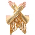 thumbnail image 1 of Runhomal Gants Sans Doigts Longueur Coudée pour Femmes Gants Longs à Paillettes Doré Taille Unique, 1 of 6