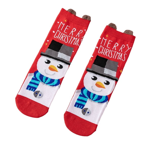 Seyurigaoka Women Men Christmas Socks Knitting Cartoon 3D Ear Middle Tube Socks Funny Christmas Santa Claus Tree Female Gift Knitting Wear Sock