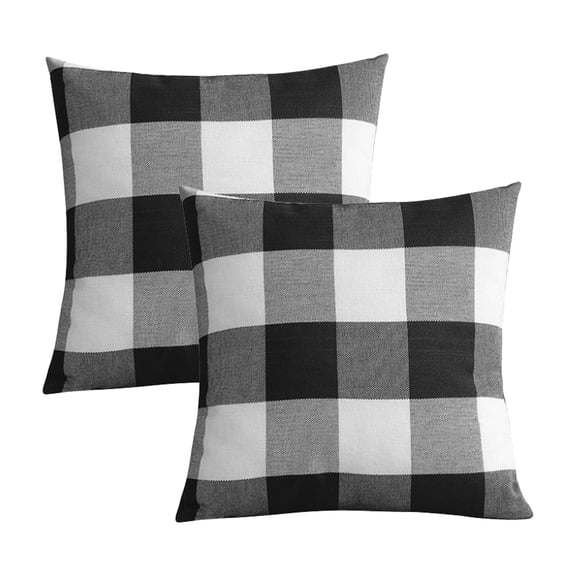 Farmhouse Decor Pillow Covers, 18"x18" Black White Buffalo Checkered Plaid Throw Pillow Covers, Set of 4/2 Tartan Linen Soft Cushion Covers for Home Sofa Couch Decoration Outdoor Camping